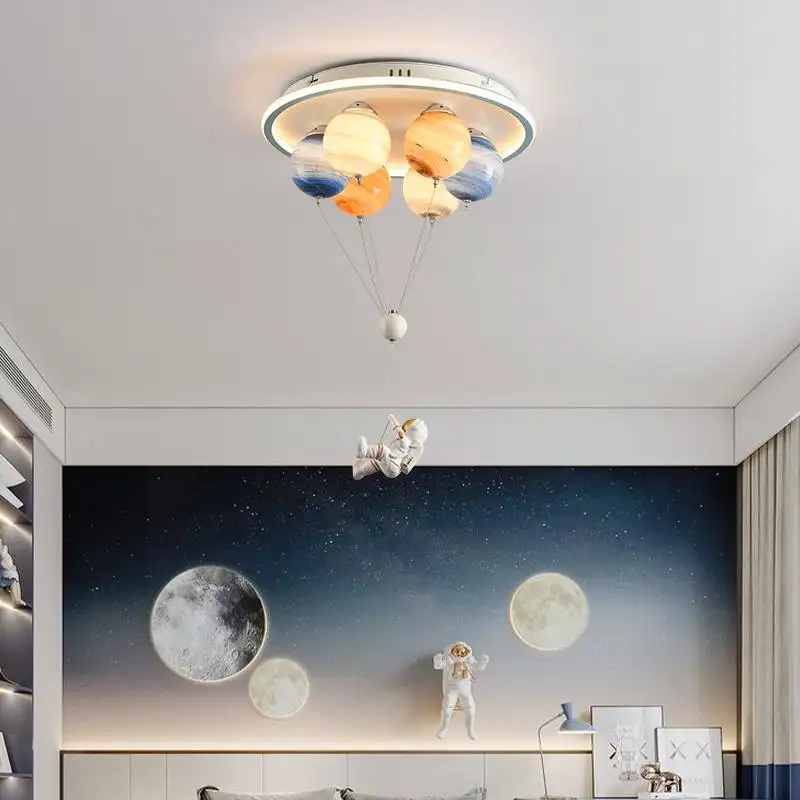 Dessin animé créatif chambre plafonnier chambre lampe protection des yeux moderne simple ballon à air chaud ours lampe de chambre d'enfants