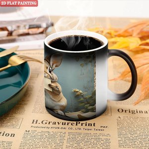 Custom Frosted Black <b>Ceramic</b> <b>Mug</b> 11oz Heat Sensitive Blank Cup For Business Promotion Logo - Product Image 5