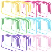 Haoran - Lot de 12 trousses de maquillage en PVC TSA, organiseur de cosmétiques de voyage, logo personnalisé, trousse de toilette transparente, Bolsa De Maquillaje Impermeable