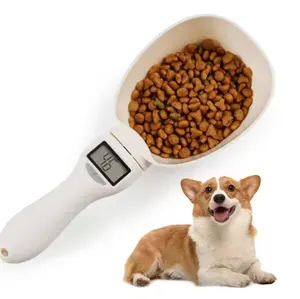 Timbangan sendok Digital hewan peliharaan, dapat dilepas elektronik ABS plastik sendok ukur makanan anjing kucing dengan tampilan LED