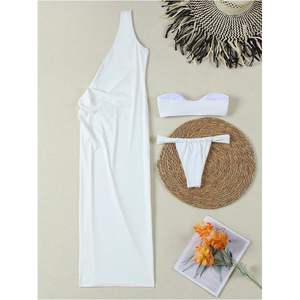 ชุดบิกินี่แบบ 3 ชิ้นสำหรับผู้หญิง พร้อมชุดคลุม ดีไซน์บิดเกลียว ผ้าสแปนเด็กซ์ ไนลอน ยืดหยุ่นได้ - Product Image 2