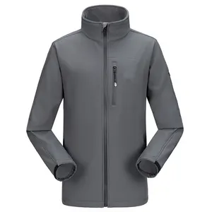 Custom Waterproof Outdoor Casual Zipper Fleece Sportswear Breathable Functional Windbreaker Soft Shell Stand Neck Jacket For Men
