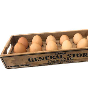 JUNJI Hot Sale Handmade Wooden Egg Holder Home Decor Wood Crate Storage Box Rustic Farmhouse Wood Egg Tray