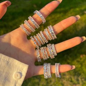 Hot Sale 5A 8A Crushed <b>Ice</b> Out Cut Zirconia Wedding Engagement Bridal Promise Women S925 Silver Fine Fashion Jewelry <b>Rings</b> - Product Image 2