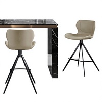 Tabouret de bar en bambou avec dossier pivotant fixe pour usage domestique, chaise de table d'îlot de luxe léger, design moderne et minimaliste tendance HD-7228D