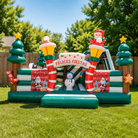 Château Gonflable de Noël avec Toboggan Thème Hiver pour Enfants, Maison de Rebond pour Jardin, Location Commerciale, Journée Amusante en Plein Air, Vente Promotionnelle