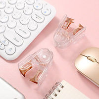Agrafeuse manuelle transparente en PS, design personnalisé, livraison directe, couleur or rose, fournitures de bureau, perforatrice et extracteur de clous en plastique givré