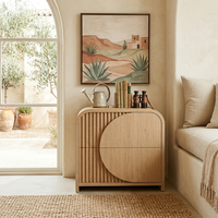 Table de chevet minimaliste personnalisée, panneau rond géométrique, table de nuit en bois, fournisseur de meubles OEM ODM