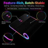 Tapis de souris de jeu RGB personnalisé avec éclairage LED, surface en tissu, base en caoutchouc antidérapante, faible MOQ, vente en gros, USA