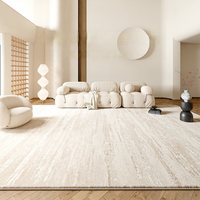 Tapis rayé moderne et minimaliste, tons crème, imperméable, résistant aux taches, doux, luxueux, facile d'entretien pour salon et chambre à coucher
