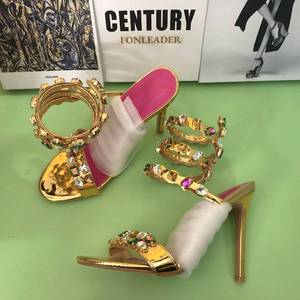 Zapatos de Tacón con Cordones y Tiras en el Tobillo, Zapatos de Tacón Alto con Tiras Doradas, Elegantes y Sensuales para Mujer - Product Image 5