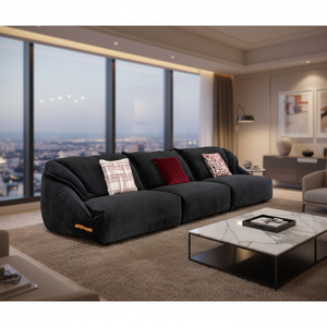 Upholstered Sheep Wool Fabric Reclining <b>Sofa</b> Modern Soft Natural Fiber Offering Warm Breathable Living Room Apartment Sectional - Product Image 1