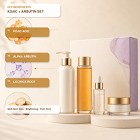 Ensemble de soins du visage personnalisé à l'acide kojique et à l'alpha arbutine, 4 pièces, éclaircissant les taches brunes, anti-âge, OEM ODM, étiquette privée