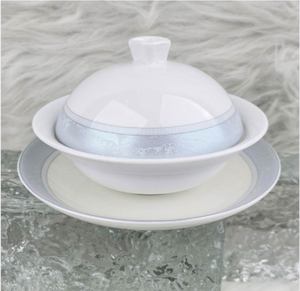 Service de table en porcelaine fine 45% de haute qualité, motif paysage en tuiles de couleur encre, bordure argentée faite à la main, pour hôtels 5 étoiles, restaurants et mariages - Product Image 3