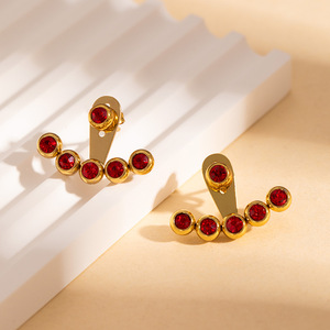 EH174 Colorful Stainless Steel <b>Stud</b> <b>Earrings</b>, <b>Small</b> Minimalist Niche Design Ear Jewelry for Women Wholesale - Product Image 3