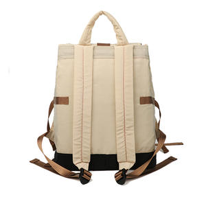 Sac à dos pour ordinateur portable multi-poches style preppy pour femme, kaki, violet, vert, fermeture à cordon, poignée avec compartiment pour ordinateur portable - Product Image 2