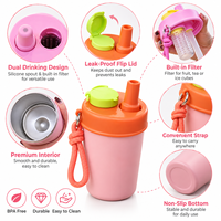 Bouteille d'eau multifonctionnelle en acier inoxydable 304 de 12 oz avec poignée, paille et infuseur à thé pour l'extérieur – Vente en gros personnalisée