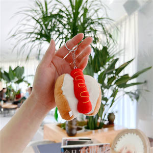 Personnalisé Vente en gros 8cm Diverses formes et couleurs Frites Hamburger Hot Dog Jambe de poulet Peluche Porte-clés Pendentif - Product Image 6