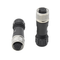 Connecteur M12 DIN femelle IP67 à montage sur site, étanche, 17 broches, en alliage de cuivre nickelé, boîtier PVC, à souder