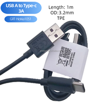 Carga rápida USB 2,0 macho tipo C macho Cable DE DATOS trenzado Compatible con teléfono móvil Nokia