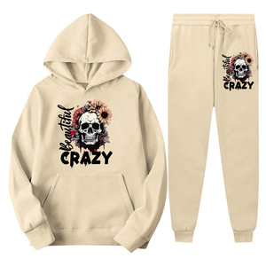 Ensemble de survêtement 2 pièces floral tête de mort, sweat à capuche et pantalon de jogging, imprimé lettres gothiques, tenue décontractée streetwear assortie - Product Image 6