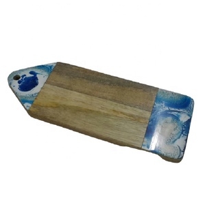 Tabla de cortar de madera y queso, Mango de resina azul, mármol, alta calidad - Product Image 3
