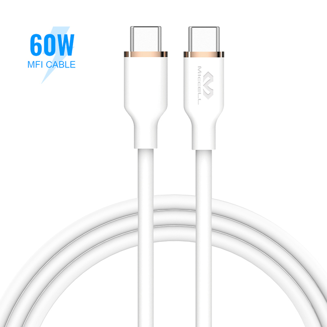 60W PD MFI Type-C to for Fast Charging Cable for iPhone 14/15 Pro Max Eco-Friendly Silicone Braided IOS Compatible