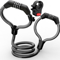 Cadenas à câble en acier à combinaison à quatre chiffres à double tête pour vélos et trottinettes électriques ; Antivol à câble avec fixation intégrée