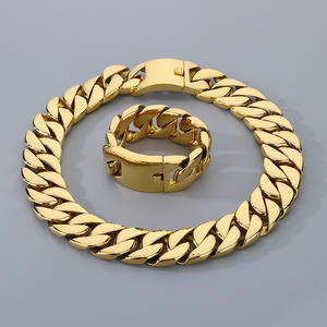 Ensemble chaîne cubaine pour homme Collier et bracelet en acier inoxydable personnalisé Hiphop 31mm Trunky - Product Image 3