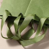 Sac en papier vert écologique de luxe, style rétro, taille personnalisée, poignée longue, boîte cadeau pour bougies, logo personnalisable, or