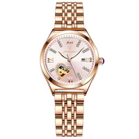 Relojes de Lujo POEDAGAR 320 para Mujer, Relojes de Pulsera de Cuarzo Impermeables de Acero Inoxidable Color Oro Rosa para Mujer, Regalo para Chicas
