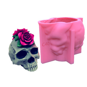 Pot de fleurs en résine en forme de crâne, Pot de fleurs en forme de Rose - Product Image 1