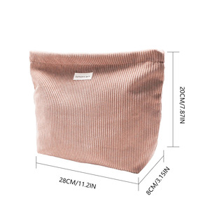 Sac à cosmétiques en velours côtelé doux Grande capacité Trousse <span class=keywords><strong>de</strong></span> maquillage Organisateur <span class=keywords><strong>de</strong></span> toilette <span class=keywords><strong>de</strong></span> voyage Logo personnalisé - Product Image 5