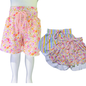 Fleurs florales Shorts pour enfants pour filles Shorts de plage à jambes larges Pantalons courts d'été pour enfants - Product Image 1