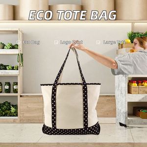 Custom Logo Eco-Friendly Cotton Canvas Tote Bag <b>Oversized</b> Weekender <b>Handbag</b> Letter Pattern Long Handle for Grocery Shopping Gift - Product Image 2
