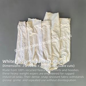 Trapos de limpieza blancos de algodón 100% reciclado para la industria automotriz, trapos de limpieza a granel tipo sudadera. - Product Image 2