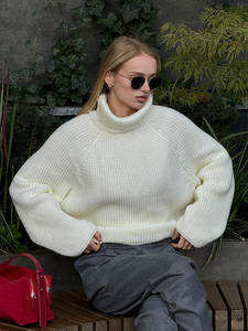 Maglione a collo alto 2025 <span class=keywords><strong>donna</strong></span> maglioncino bianco autunno crema maglioncino lavorato a <span class=keywords><strong>maglia</strong></span> maglioni Mujer - Product Image 3