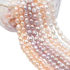 Superior perforado 16 pulgadas buen brillo barroco nugget AA 8-9mm perla real hilos - Product Image 1