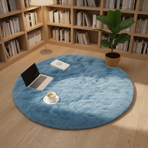 Alfombra Redonda Moderna de Pelo Sintético de Imitación de Piel de Conejo, Antideslizante, de Pelo Largo, para Dormitorio, Pasillo, Hogar, Viajes y Camping - Product Image 2