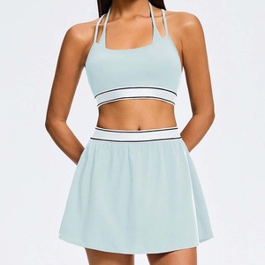 Jupe de sport YIYI à col halter, double bretelle croisée au dos, avec coussinets amovibles, pour le golf et le tennis, respirante, avec soutien-gorge intégré - Product Image 5