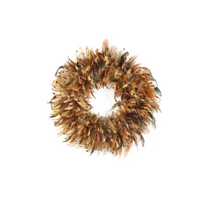High Quality Natural Pheasant Feather Wreath For Decoration Christmas Decorative Flowers Wreaths Bulk Christmas