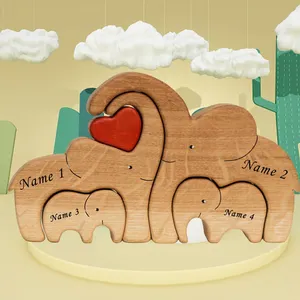 Высококачественная деревянная семейная головоломка слона поддерживает индивидуальную оптовую продажу