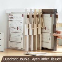 Carpeta de doble capa de varios colores, caja de almacenamiento de documentos con eslinga, caja de plástico portátil de gran capacidad, archivo para oficina