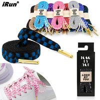 Lacets de chaussures plats tressés personnalisés SunFei IRun, avec embout métallique, écologiques, imprimés par sublimation, couleurs personnalisées