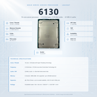 CPU Server 6130 16 Core 2.1GHz LGA3647 22MB SR3B9 125W Workstation Ekspansiabel Internal untuk File Bisnis