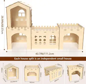 Casa de conejo de madera Castlebunny Casas de conejo de madera Escondites Asamblea Madera contrachapada Conejo de madera Escondite Casa Castillo de juguete