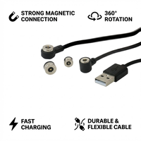 Kabel Pengisi Daya USB A ke Magnetik Bulat 2 Pin Kustom dengan Jaket Tembaga 300mm untuk Komputer