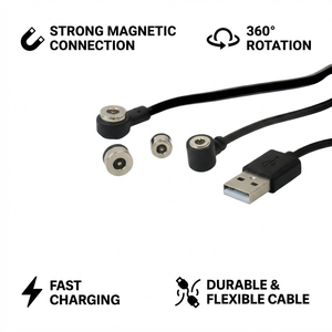 Kabel Pengisi Daya USB A ke Konektor Magnetik Bulat 2 Pin Kustom dengan Jaket Tembaga 300mm untuk Komputer - Product Image 2