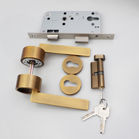 Poignée de serrure de porte moderne en bronze jaune de style luxe pour porte intérieure
