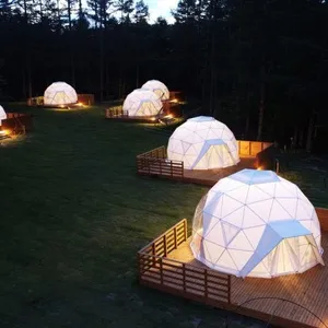 Hôtel de luxe Glamping Maison Igloo Tente extérieure claire géodésique Dôme de jardin Tente